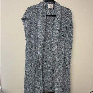 CAbi Speckled Gray and Blue Cardigan Sweater size Medium